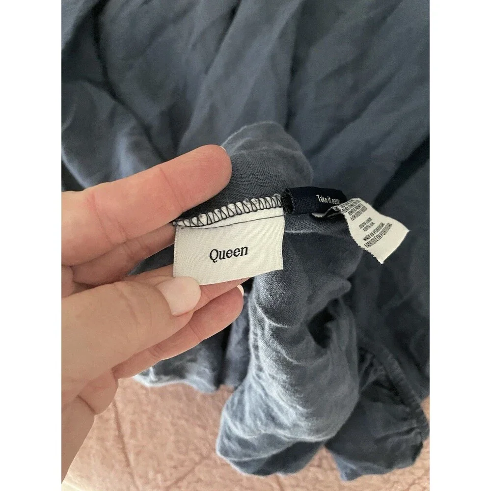 Brooklinen Queen Blue Linen Fitted Sheet Quiet Luxury Home Decor Summer